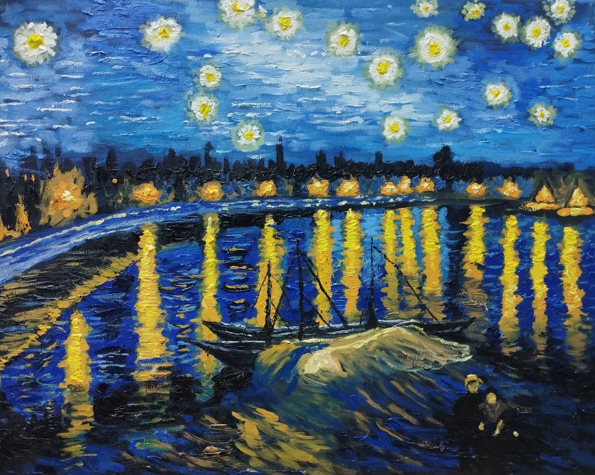 la noche estrellada sobre el rodano