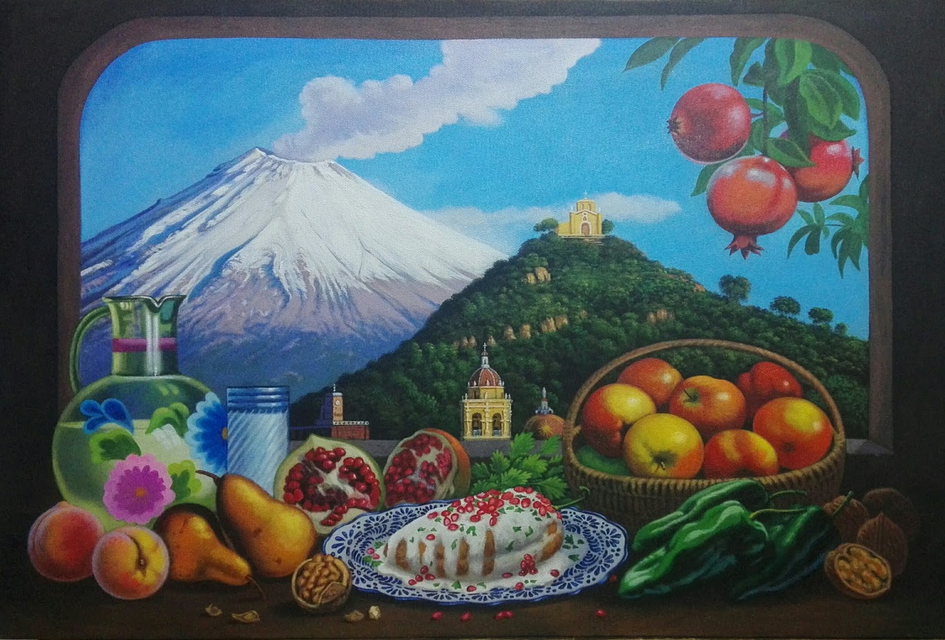 bodegón con paisaje